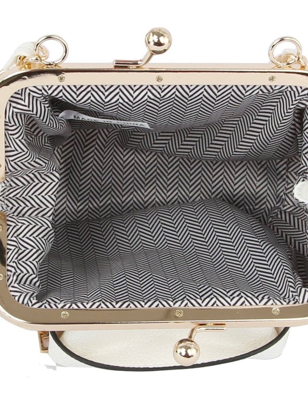 White Quilted Leatherette Mini Crossbody Bag with Gold Hardware - Picture 4 of 4